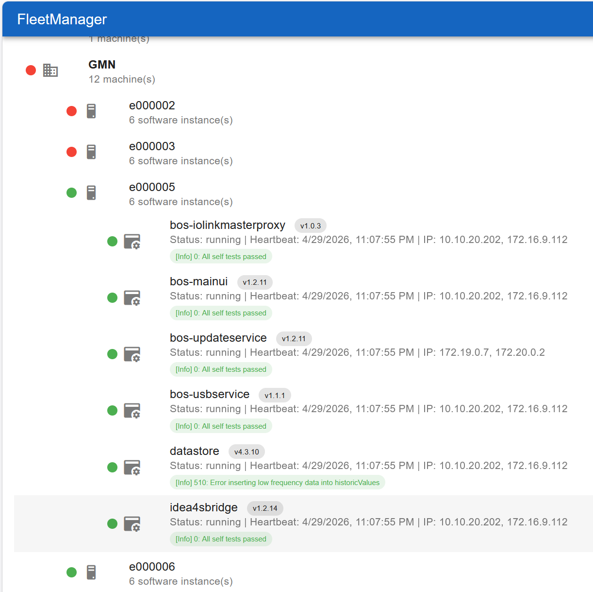 FleetManager mit GMN-Knoten und einer ausgeklappten Edge